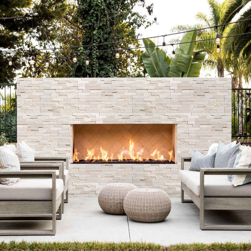 Mayra White Limestone 3D Ledger Panel 6"x24" – Multi-Surface Wall Tile, Full Truckload
