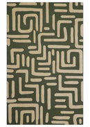 Maze Custom Made Modern Abstract Design Olive Hand Tufted Wool Area Rug