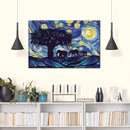 Elephant Family Starry Night Wall Art