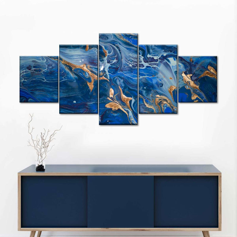 Navy And Gold Abstract Wall Art