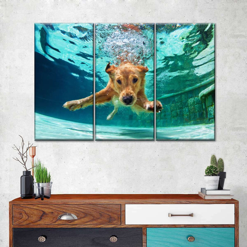 Diving Golden Retriever Wall Art