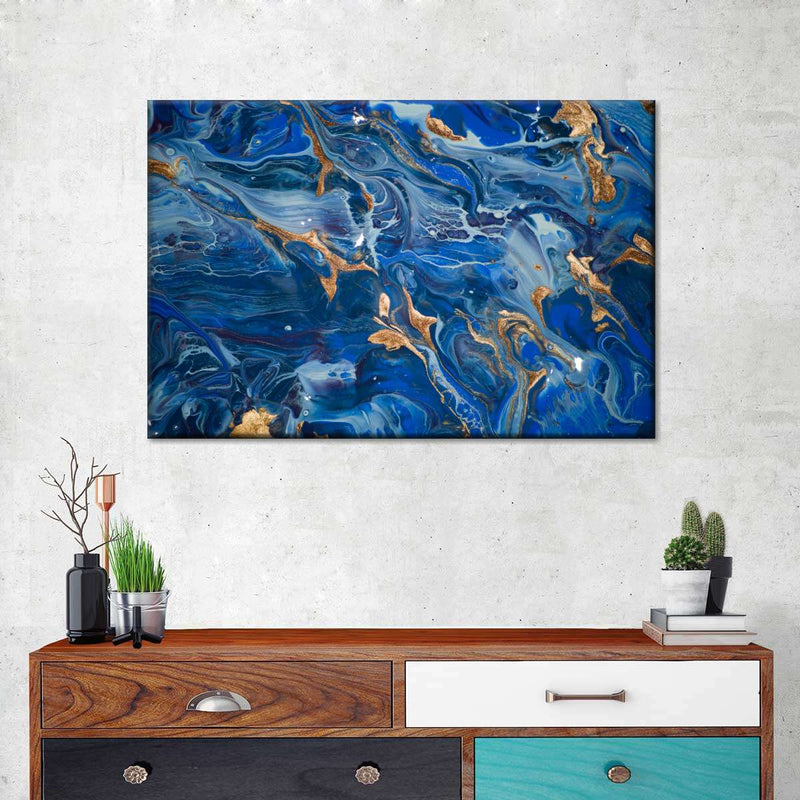 Navy And Gold Abstract Wall Art