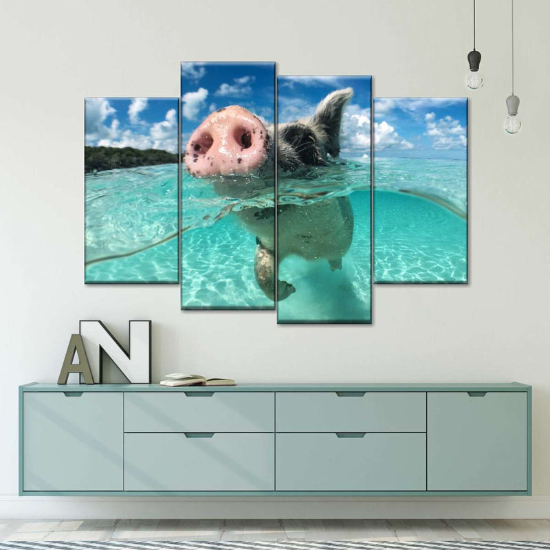 Swimming Pig Wall Art