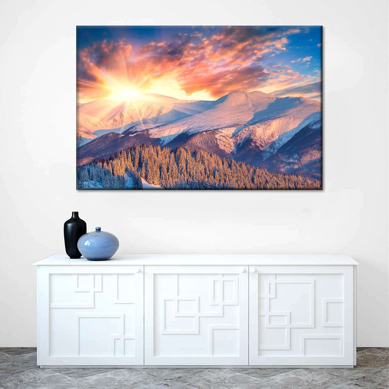 Snowy Mountain Sunrise Wall Art