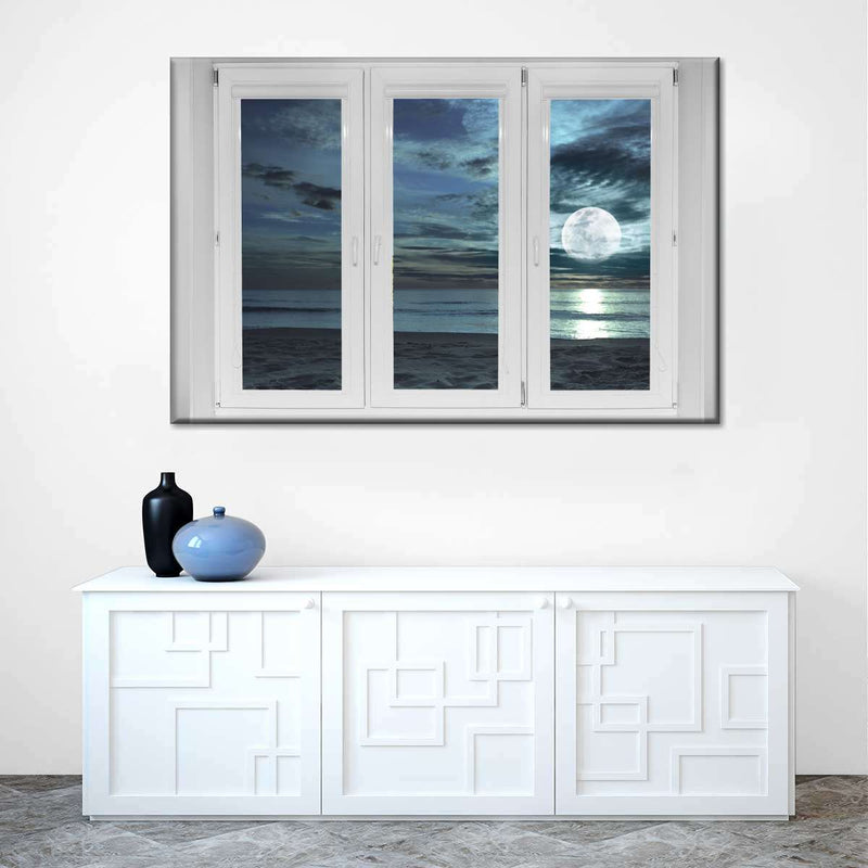 Window To Moonlit Beach Wall Art