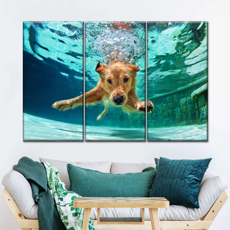 Diving Golden Retriever Wall Art