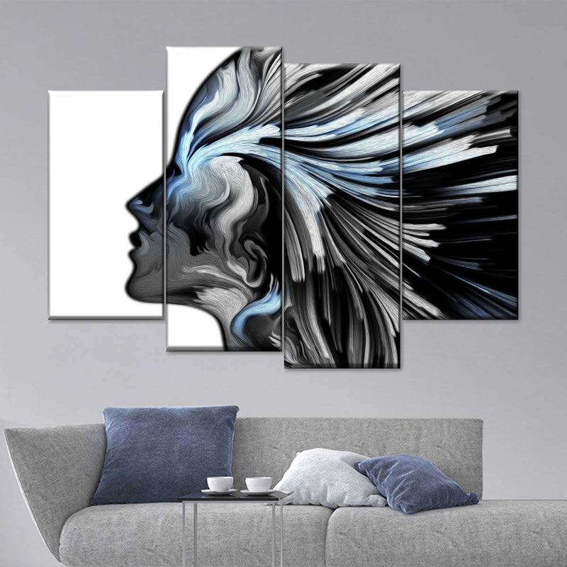 Abstract Silver Profile Colors Wall Art