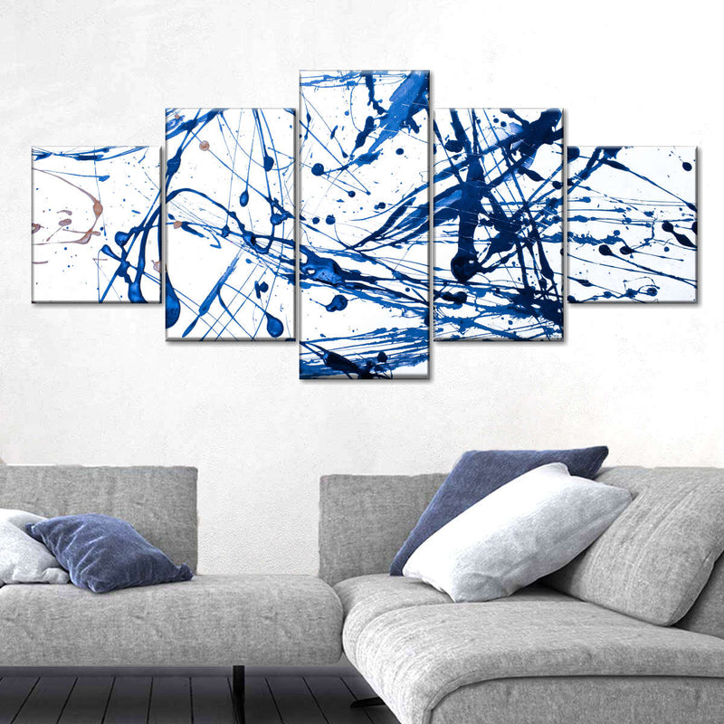 Abstract Navy Drip Wall Art