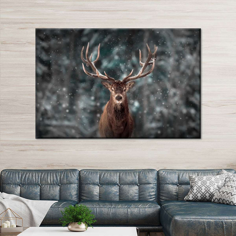 Snowy Noble Deer Wall Art