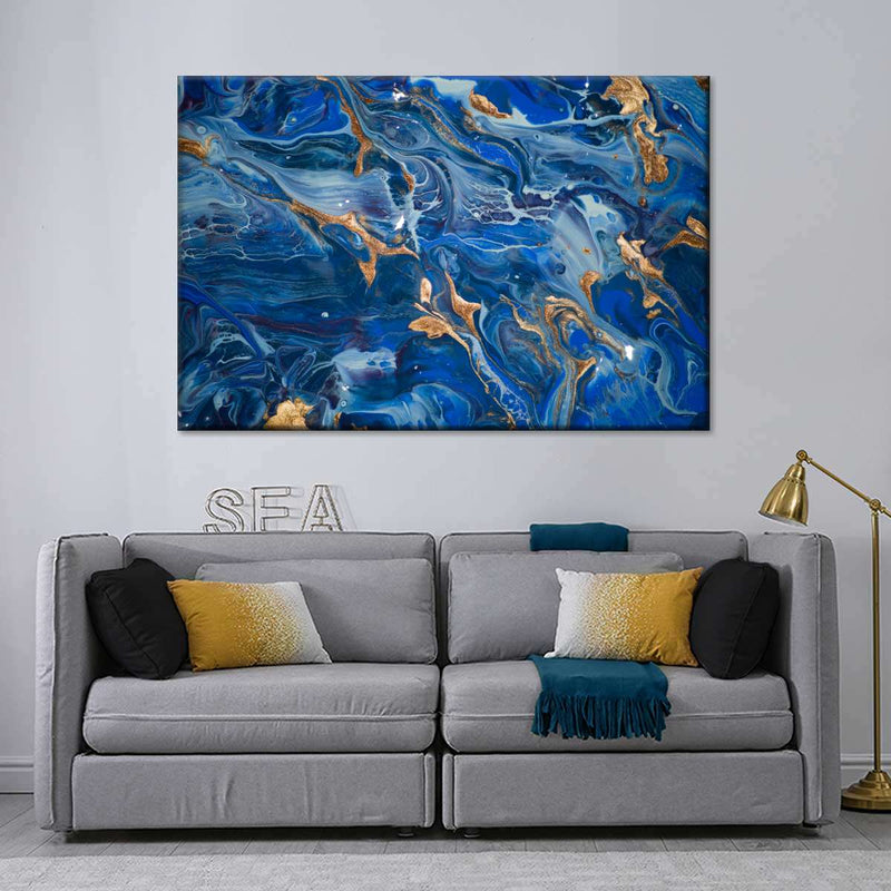 Navy And Gold Abstract Wall Art