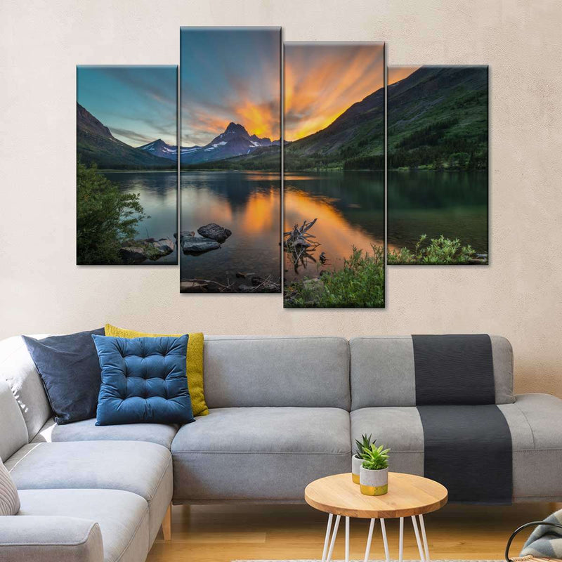 Swiftcurrent Sunset Lake Wall Art