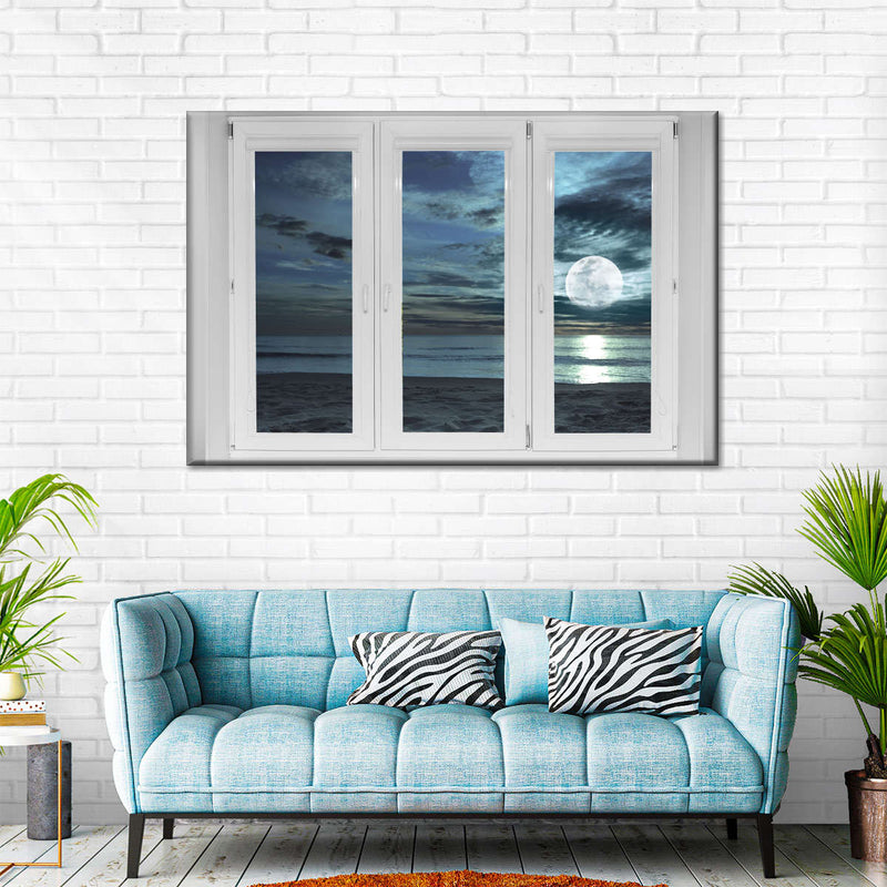 Window To Moonlit Beach Wall Art