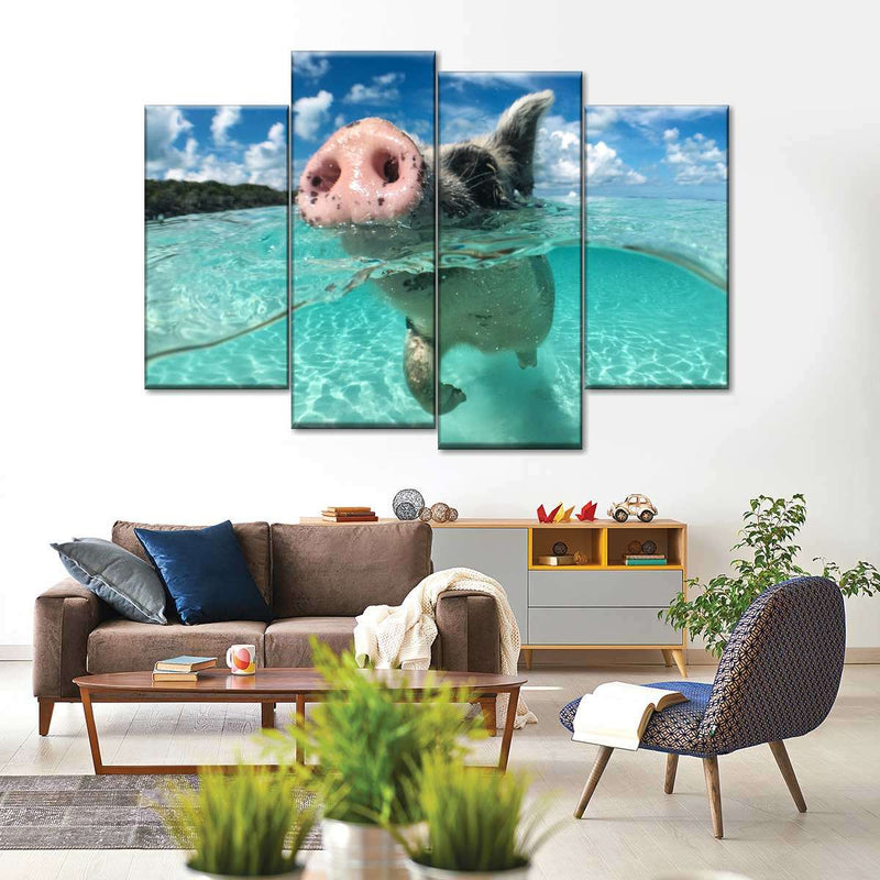 Swimming Pig Wall Art