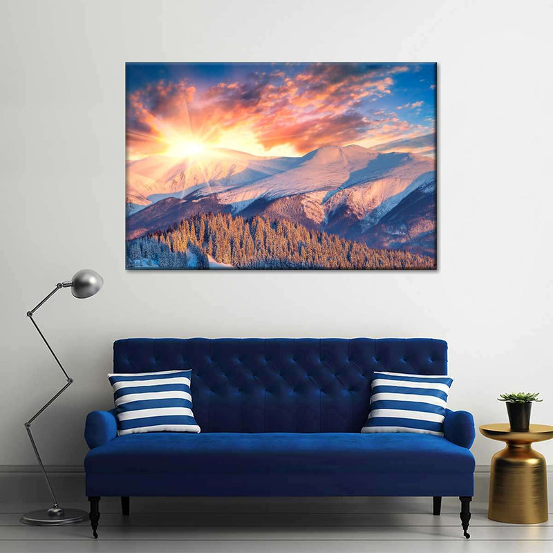 Snowy Mountain Sunrise Wall Art