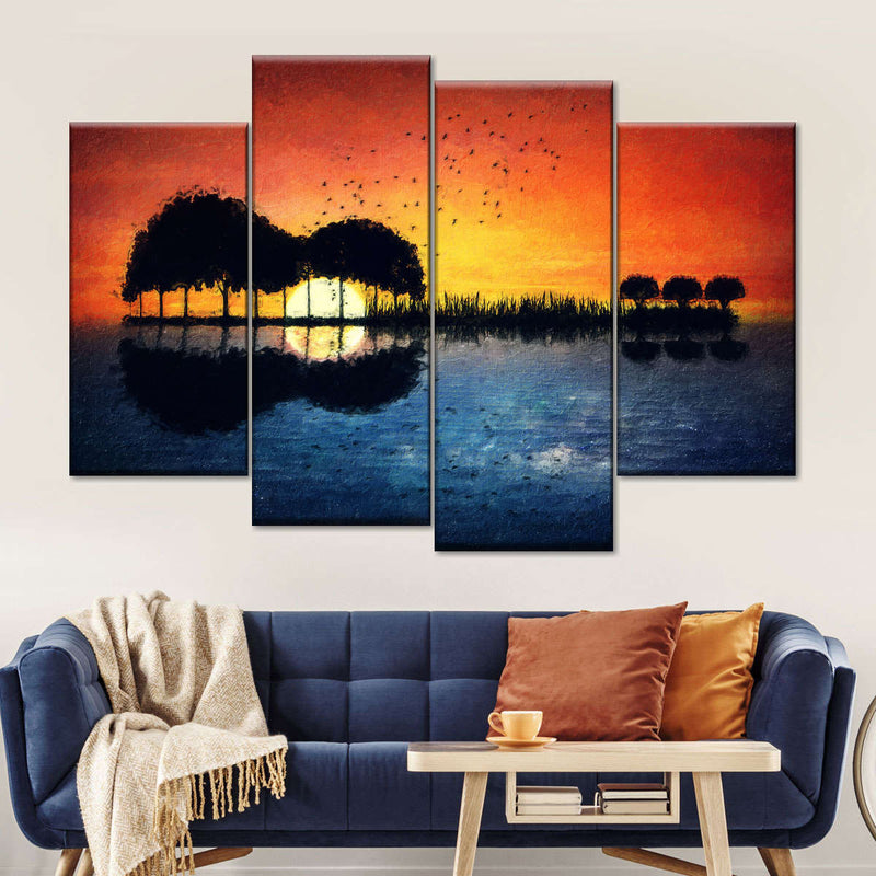 Guitar Sunset Wall Art