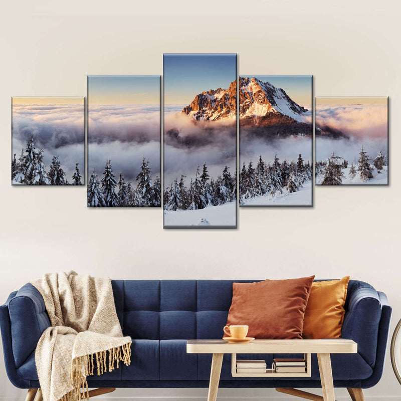 Snow Mountain Sunset Wall Art