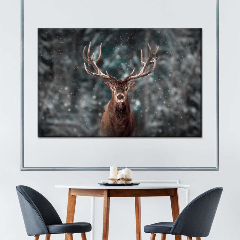 Snowy Noble Deer Wall Art