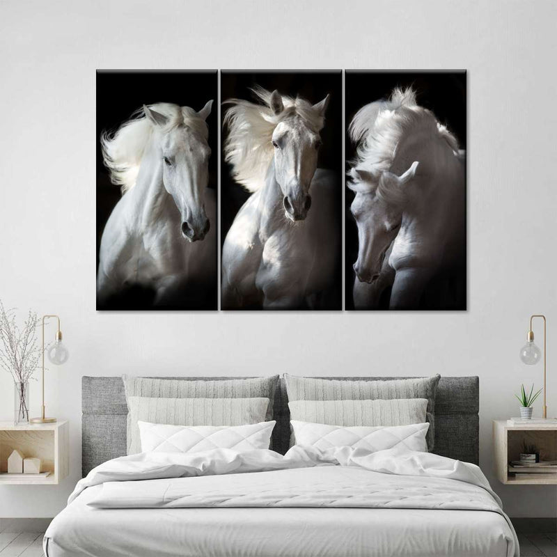 Three White Horses Wall Art