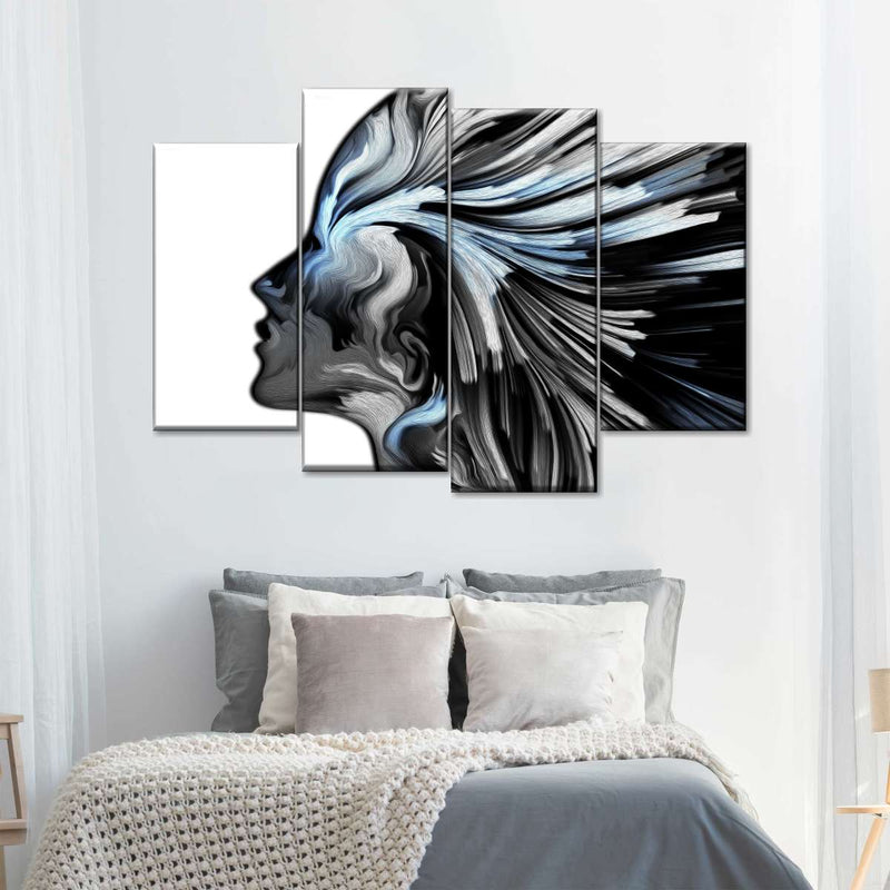 Abstract Silver Profile Colors Wall Art