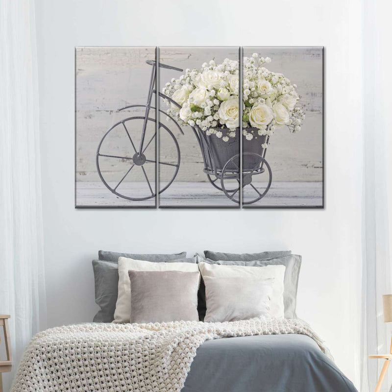 White Rose Bouquet Wall Art