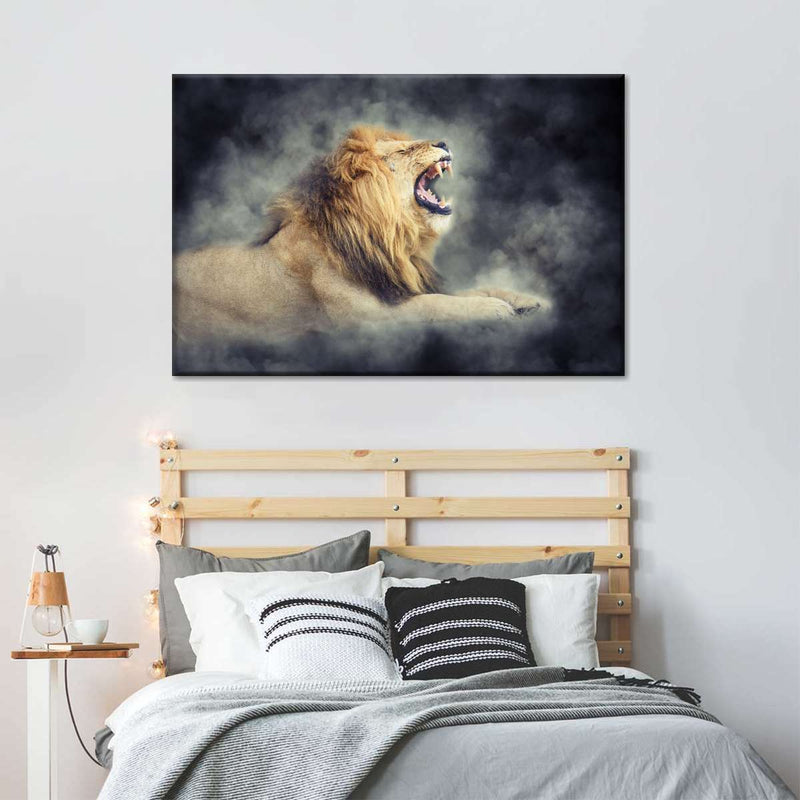 Misty Wild Lion Wall Art