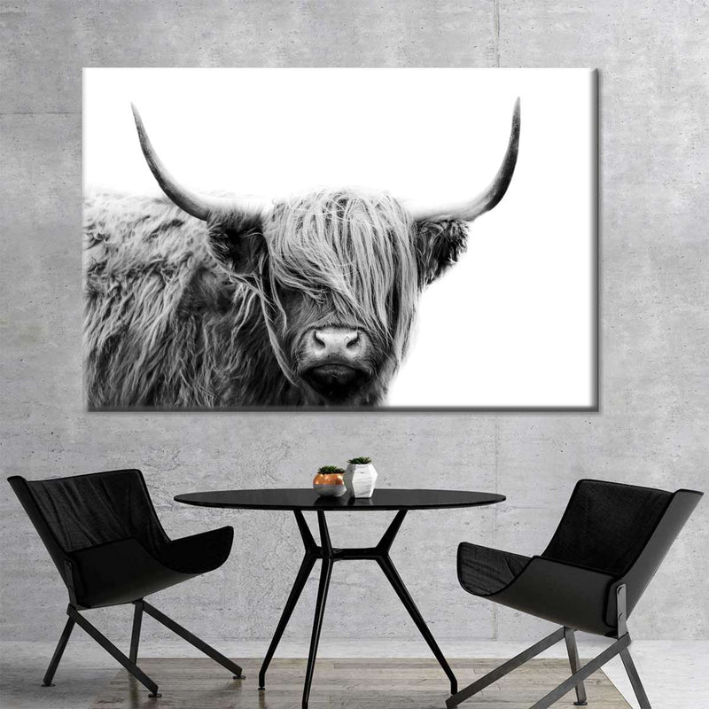 BW Highland Cow Wall Art