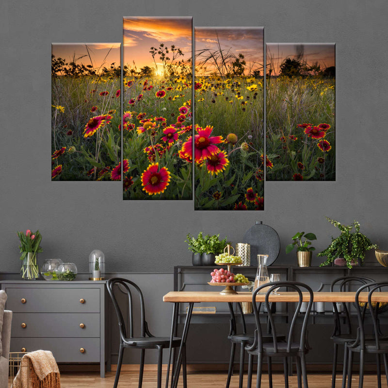 Dawn At Flower Field Wall Art