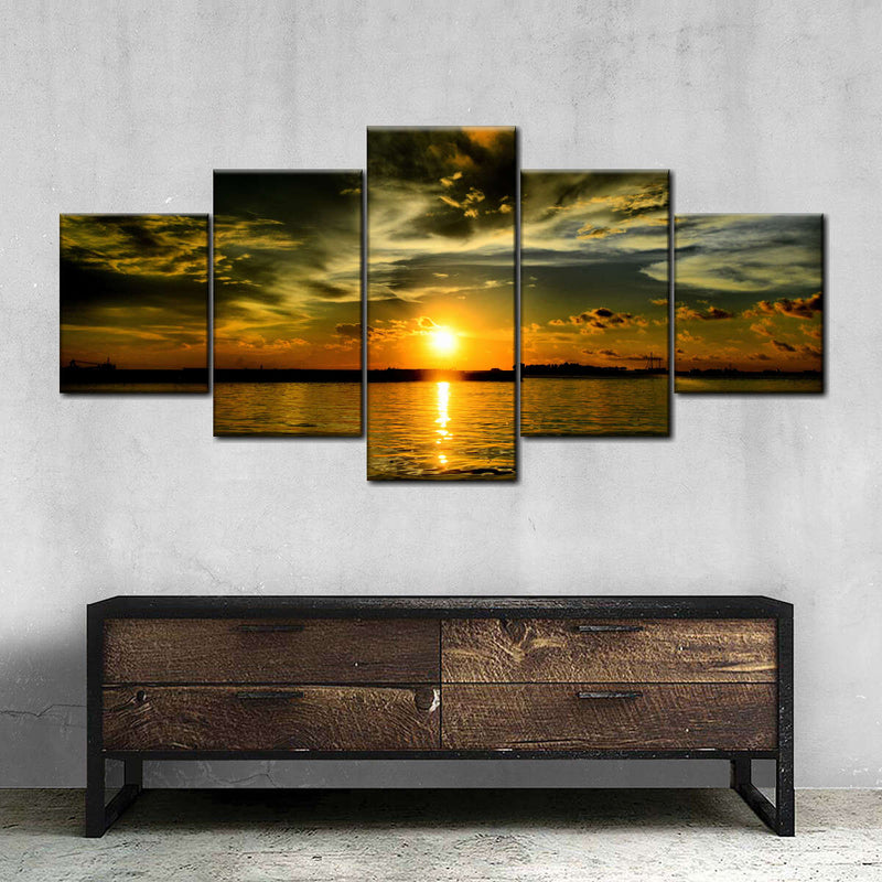 Glowing Beach Sunset Wall Art