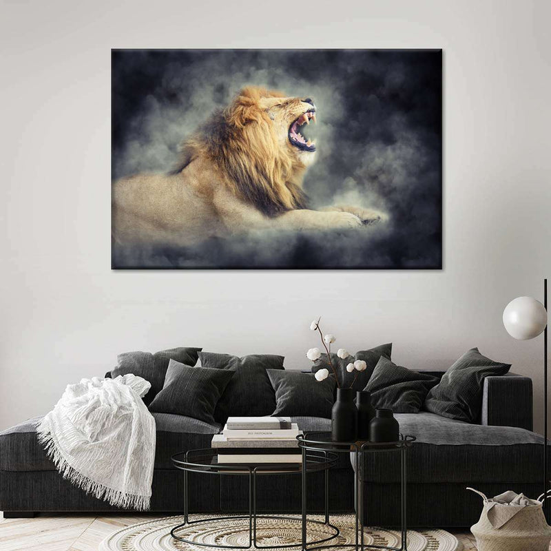 Misty Wild Lion Wall Art