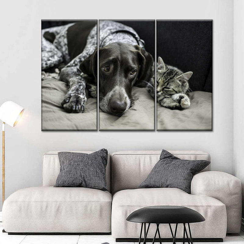 Dog And Cat Friends Wall Art