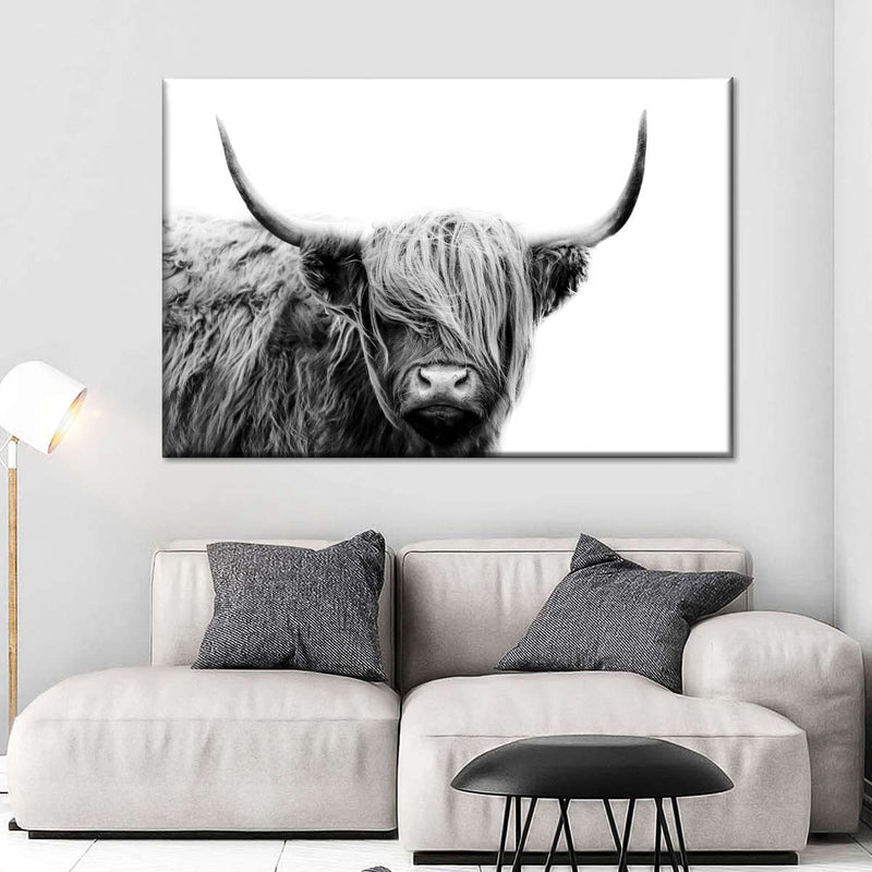 BW Highland Cow Wall Art