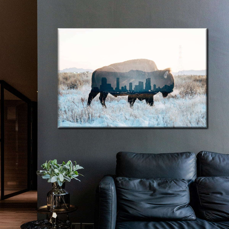 Bison And Skyline Wall Art