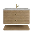 James Martin Allamari 36" Floating Single Bathroom Vanity, Dune Mist