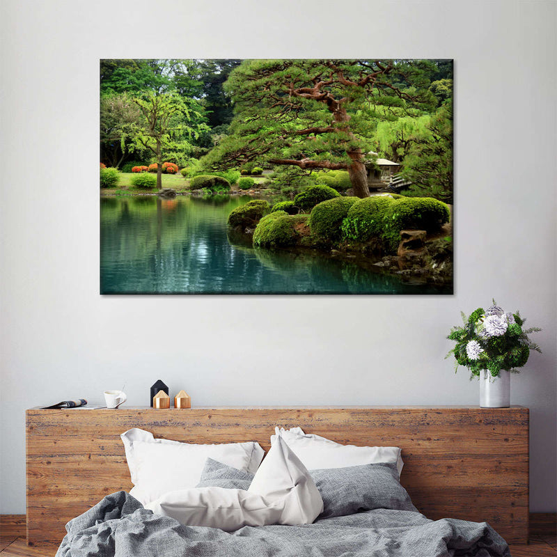 Zen Lakeside Bonsai Trees Wall Art