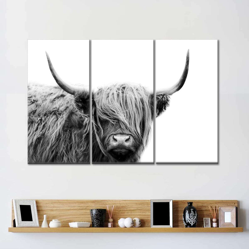 BW Highland Cow Wall Art