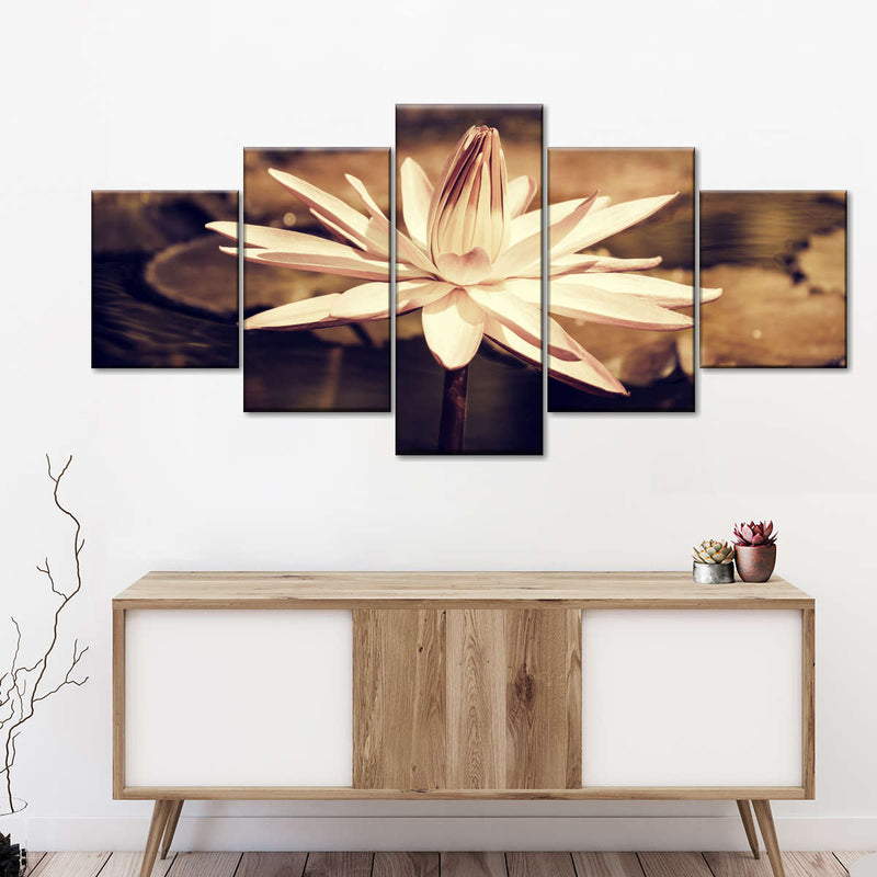 Sepia Lotus Flower Wall Art