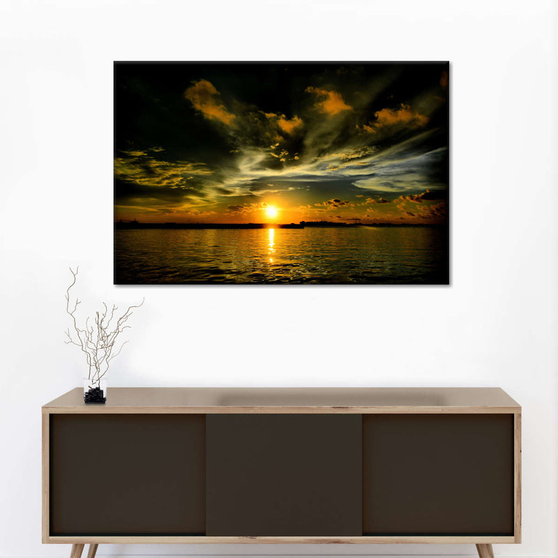 Glowing Beach Sunset Wall Art