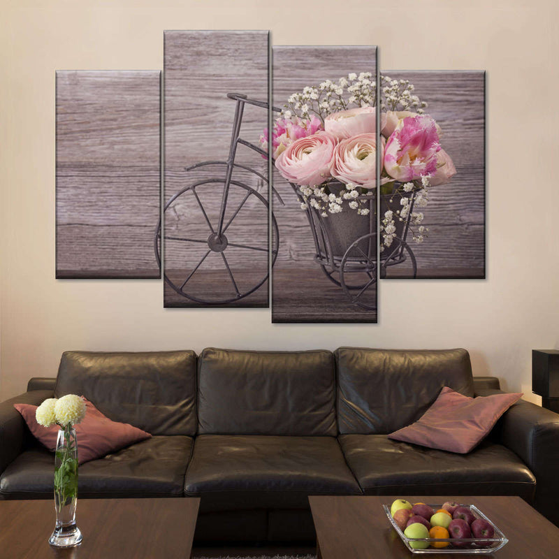 Ranunculus Bicycle Vase Wall Art