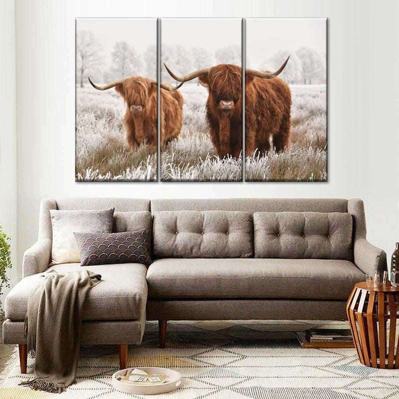 Hairy Scottish Highland Cows Wall Art