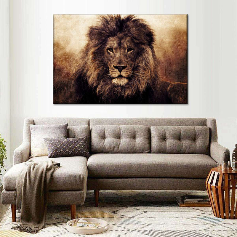 Grunge Lion Head Wall Art