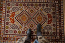 4x5.5 Vintage Romanian Shirvan Design Rug