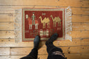 2x2.5 Vintage Pictorial Armenian Herdsman Design Square Rug Mat