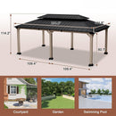 [12X20FT] Alora Heavy-Duty Backyard Cedar Wood Steel Hardtop Double Roof Gazebo Canopy (95726813)