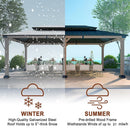 [12X20FT] Alora Heavy-Duty Backyard Cedar Wood Steel Hardtop Double Roof Gazebo Canopy (95726813)