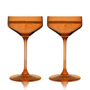 Reserve Nouveau Crystal Coupe Glasses in Amber Set of 2 by Viski