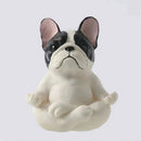Meditative glossy bulldog resin statue set 5 piece garden decor by Decorbites