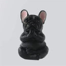 Meditative glossy bulldog resin statue set 5 piece garden decor by Decorbites