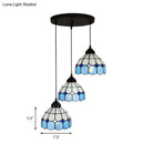 GobekUsa Mediterranean Cut Glass 3-Light Blue Multi Pendant Bowl Hanging Light Fixture - Perfect for Bedrooms