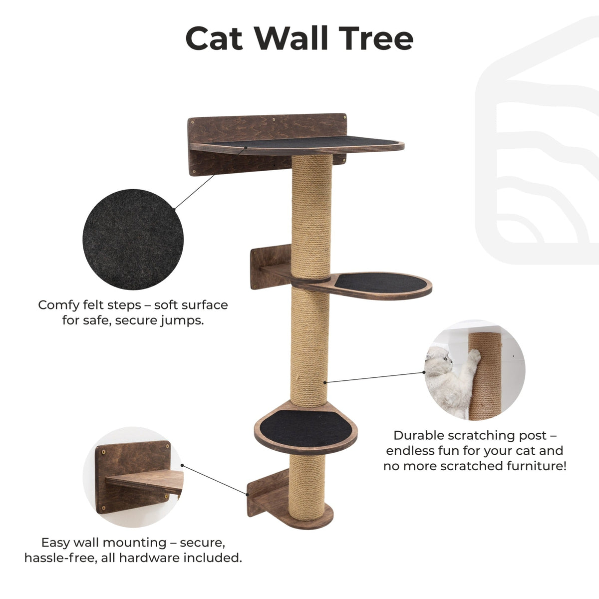 Medium Cat Tree – Dark Walnut, photo 7 of 8