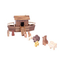 Noah's Ark Wooden Playset with 13 Animals, Removable Roof and Ramp